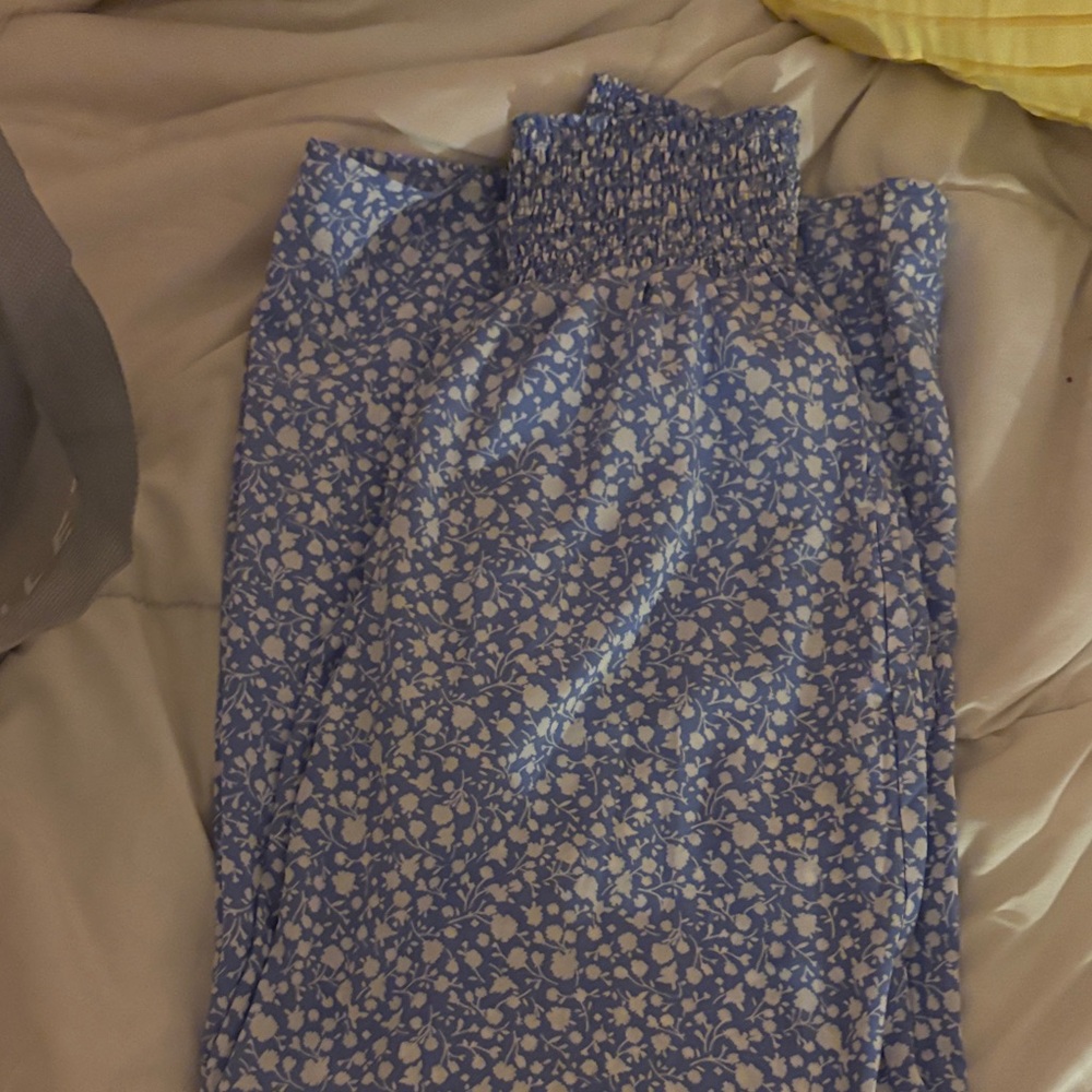 Blue Floral Smocked Dress